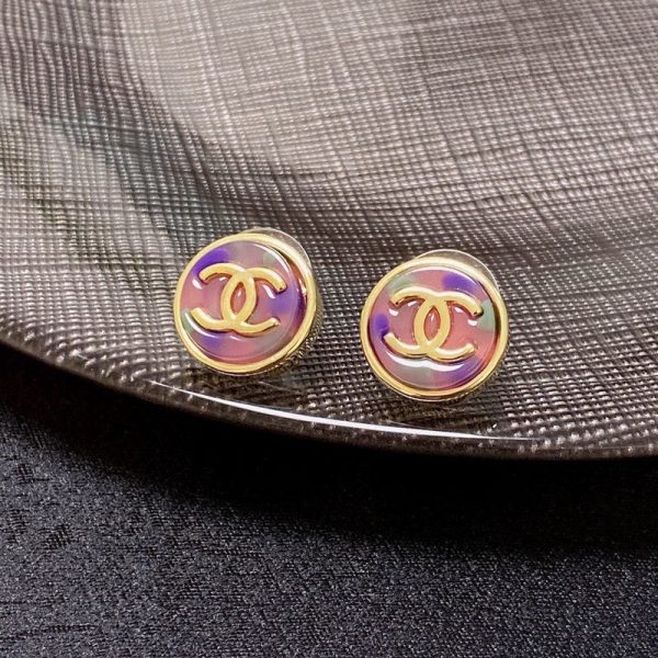 18K CC Colorful Round Earrings - 图片 8