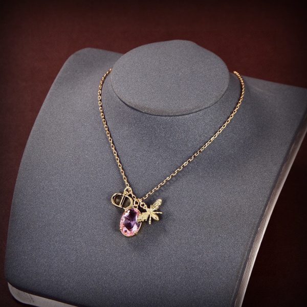 18K Petit CD Pink Crystal Necklace - 图片 7
