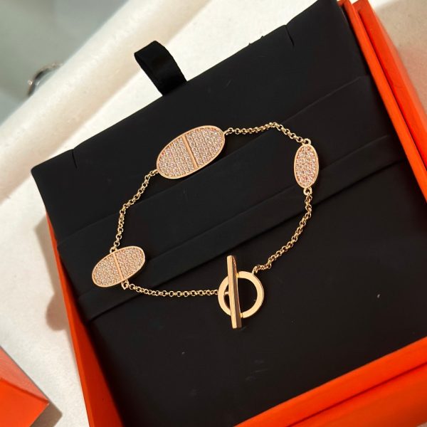 18K Chaine D'Ancre Verso Diamond H Bracelet - 图片 3