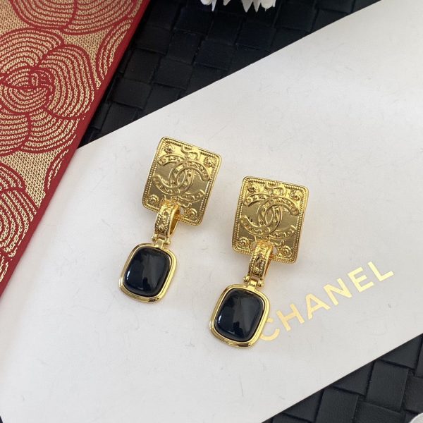 18K CC Black Crystal Earrings - Image 6