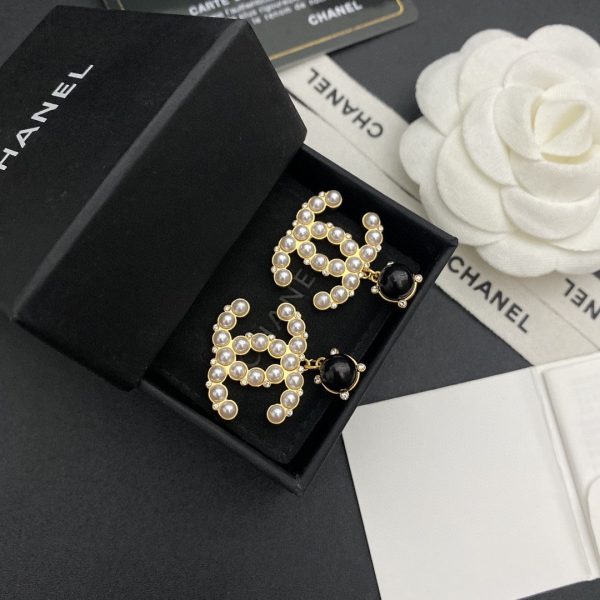 18K Pearl CC Pendant Earrings - 图片 8