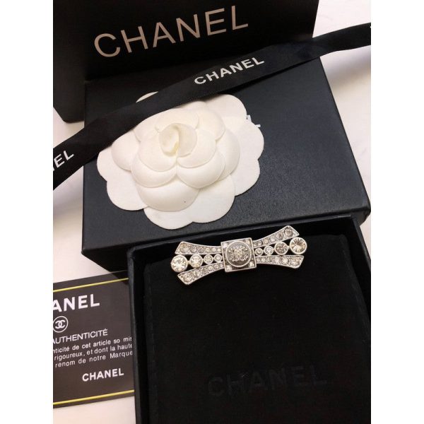 18K CC Bow Tie Diamond Brooch - 图片 8
