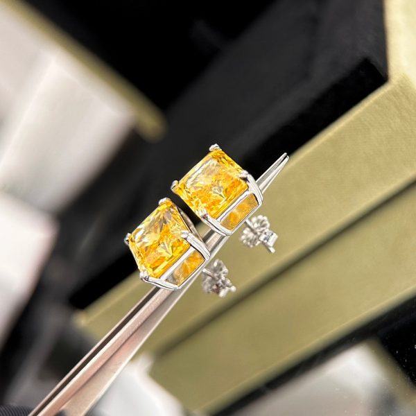 18K T Yellow Crystal Earrings - 图片 6