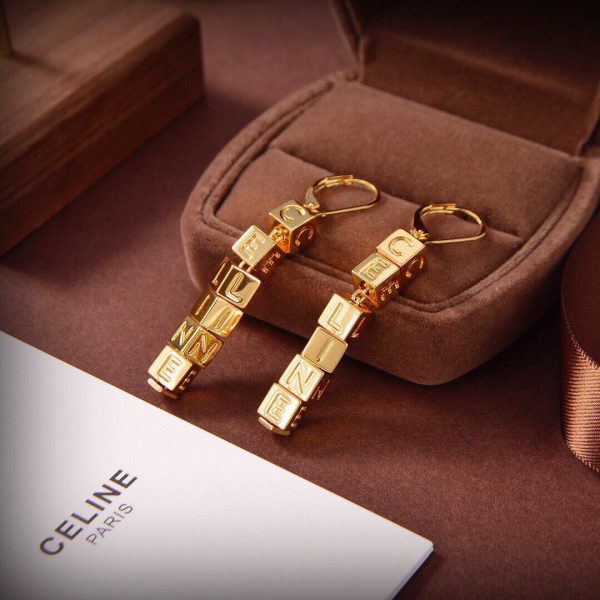 18K Triomphe Script Cube Earrings - 图片 9