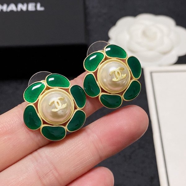 18K CC Emerald Petals Earrings - 图片 3