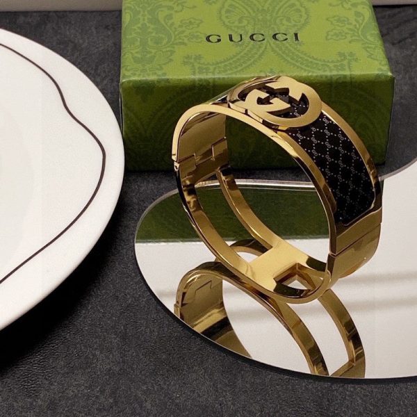 18K Double G Black Gold Cuff Bracelet - 图片 6