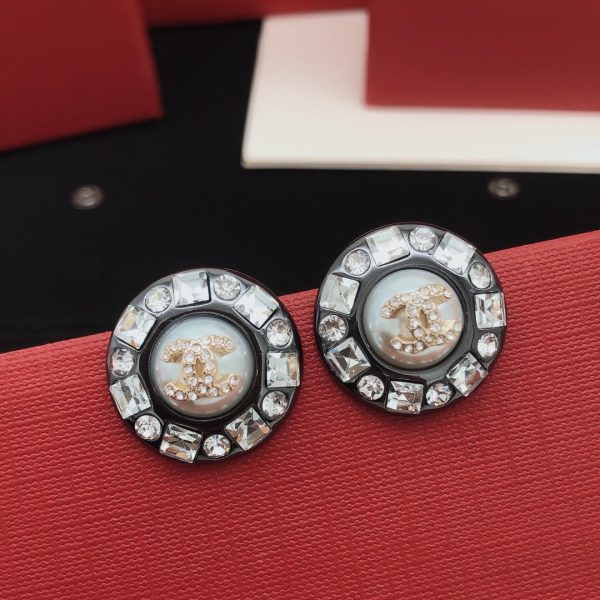 18K CC Crystals Black Earrings - 图片 5