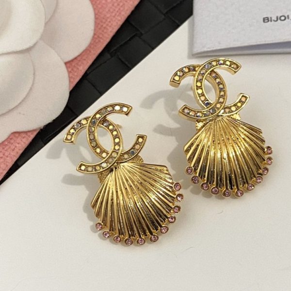 18K CC Shell Pendant Earrings - 图片 9