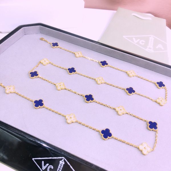 18K Vintage Alhambra 20 Motifs Long Necklace - Image 9