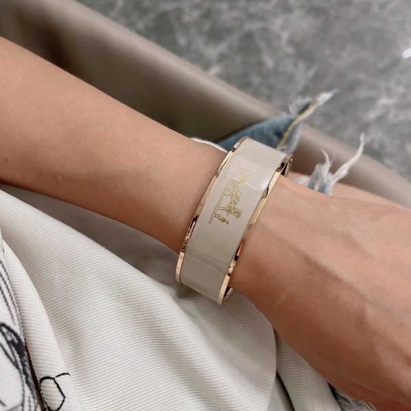 18K Enamel Calèche Wide Bangle H Bracelet - 图片 22