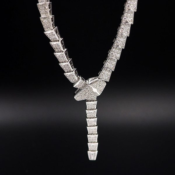 18K BV Serpenti Viper Full Pavé Diamonds Necklace - 图片 8