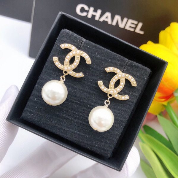 18K CC Pearl Drop Earrings - 图片 8