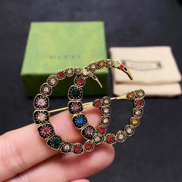 18K Double G Color Crystal Brooch - Image 2