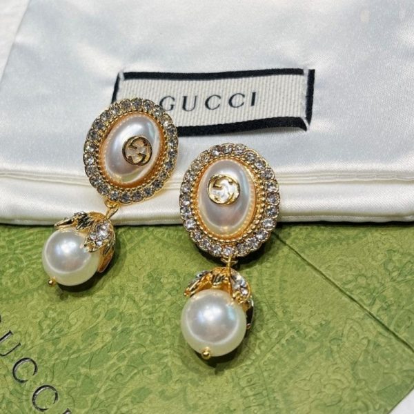 18K Double G Flower Pearl Earrings - 图片 12