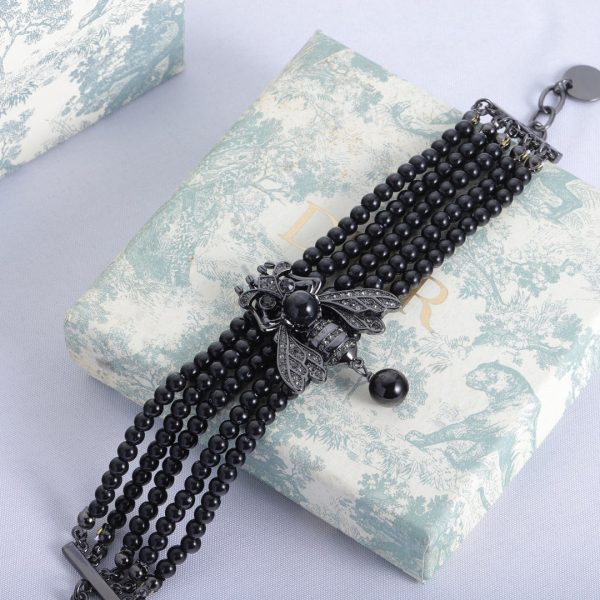 18K CD Bee Black Pearls Bracelet - 图片 5
