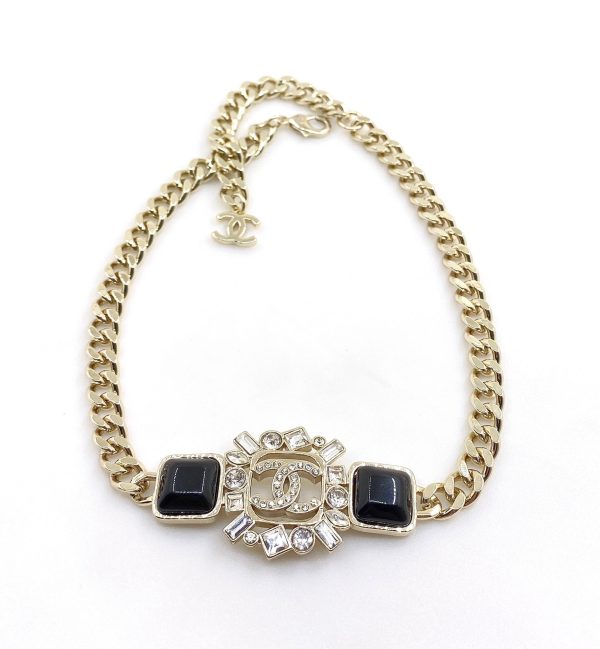 18K CC Black Crystals Chain Necklace - 图片 2