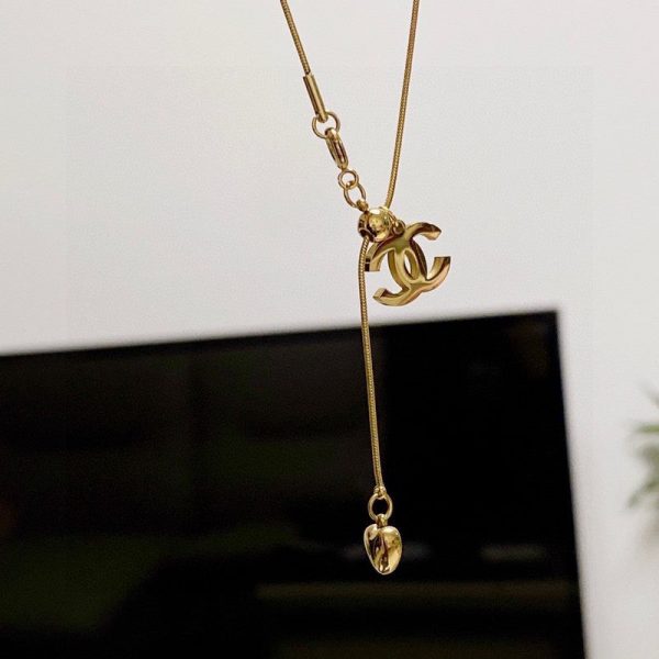 18K CC Heart Pendant Gold Necklace - 图片 9