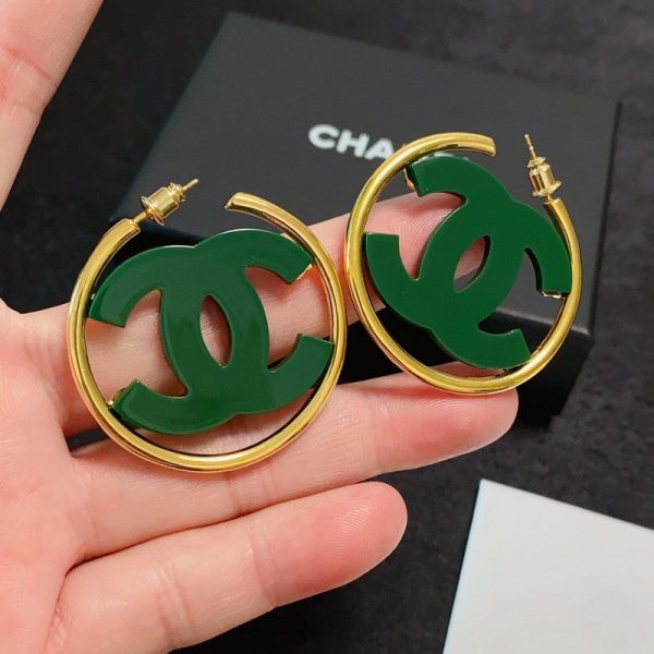 18K CC Color Logo Earrings - 图片 3