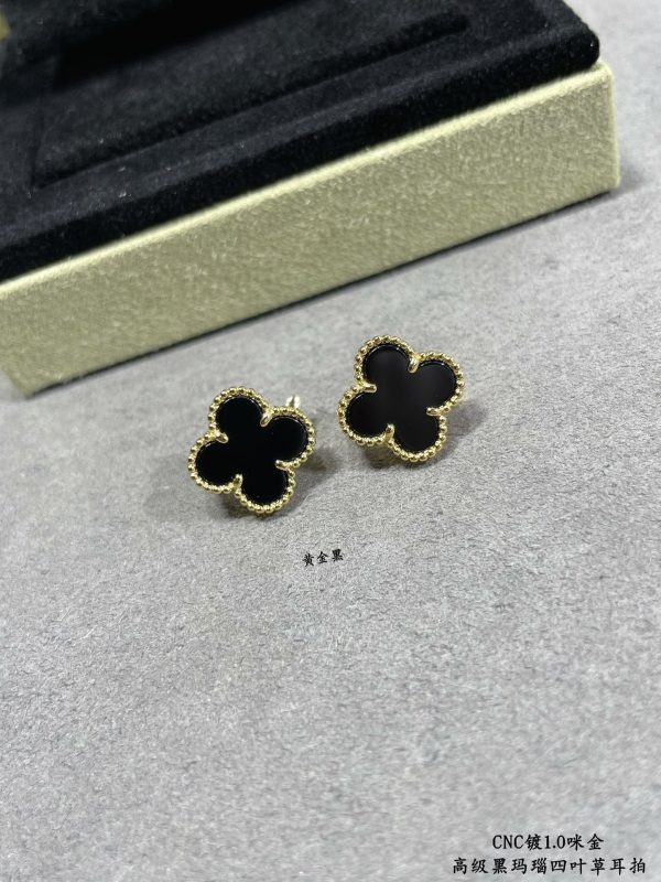 18k Vintage Alhambra Black Earrings - 图片 12