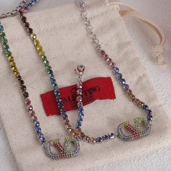 18K Vlogo Multi-Color Crystals Necklace - Image 4