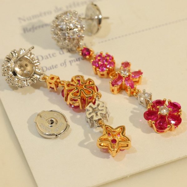 18K VCA Flower Diamond Earrings - 图片 5