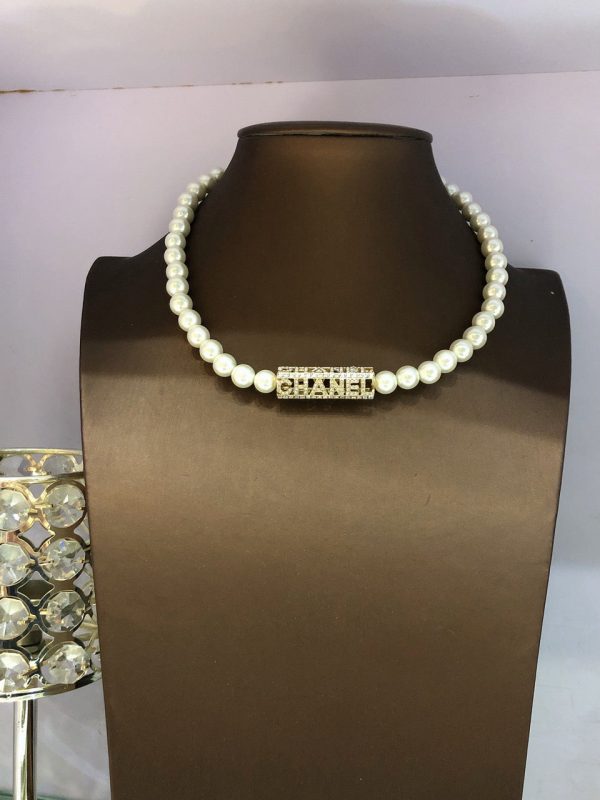 18K CC Scripe Pearls Chain Necklace - 图片 2