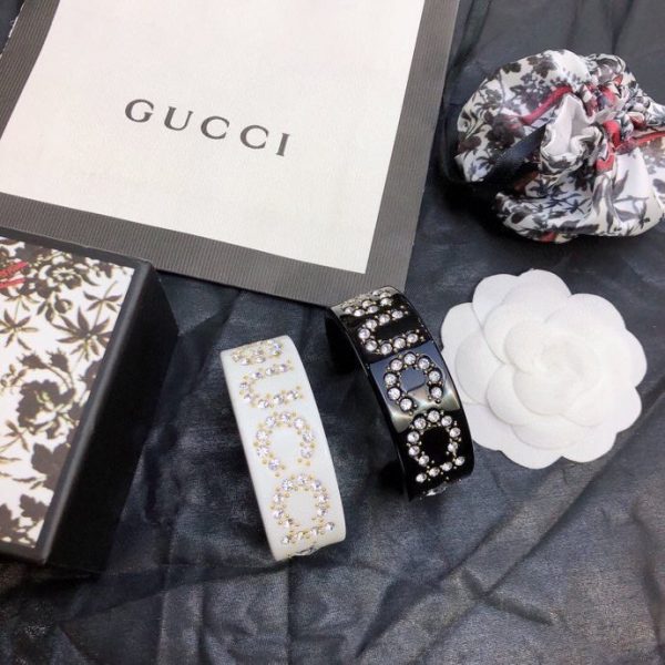 Double G Crystal Black & White Cuff Bracelet - 图片 7