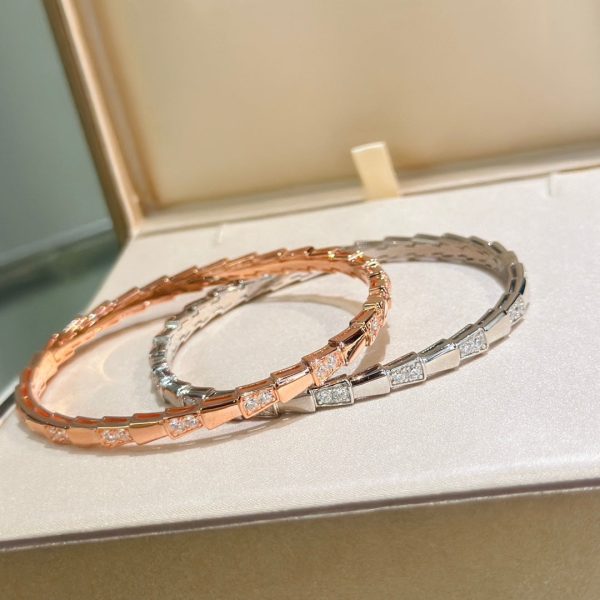 18K BV Serpenti Viper Demi Pave Diamond Bracelet - 图片 9