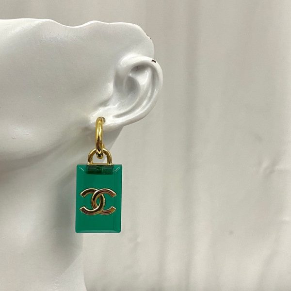 18K CC Green Perfume Bottle Earrings - 图片 9