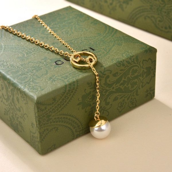 18K Double G Blondie Pearl Drop Necklace - 图片 4