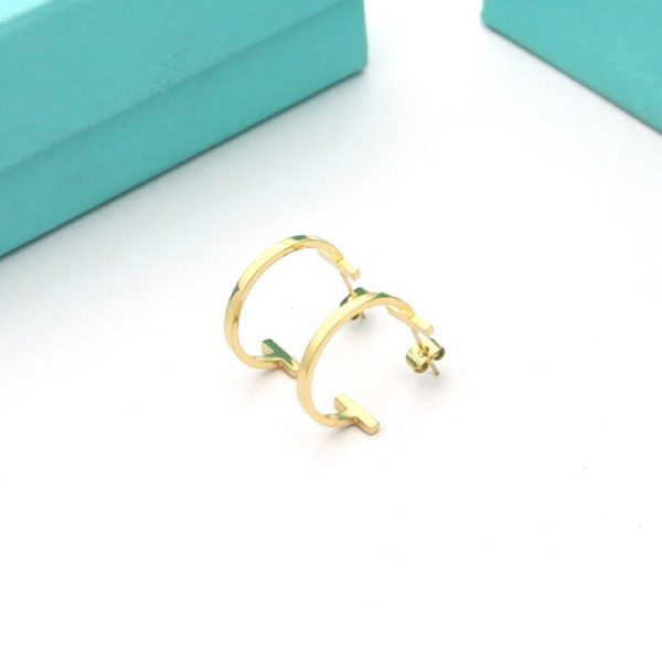 18K T Hoop Earrings - 图片 2