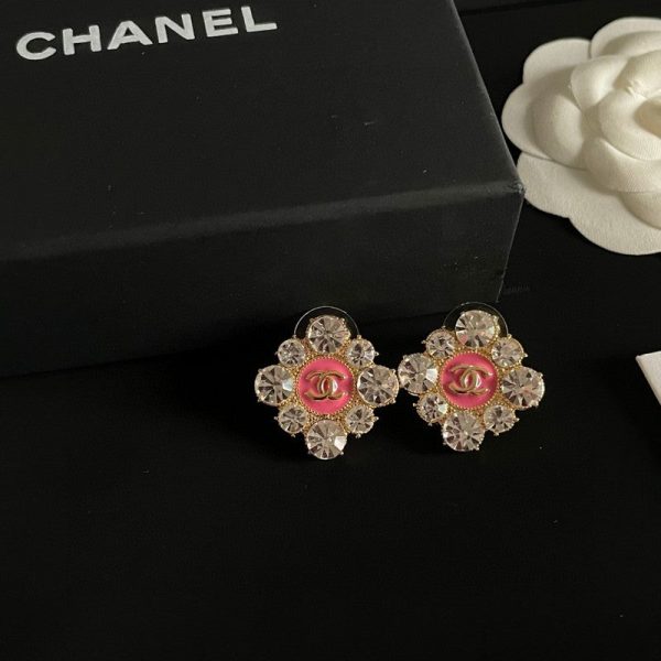 18K CC Color Flower Diamond Earrings - 图片 14