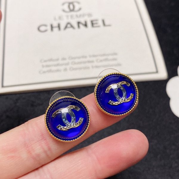 18K CC Blue Crystal Earrings - 图片 3