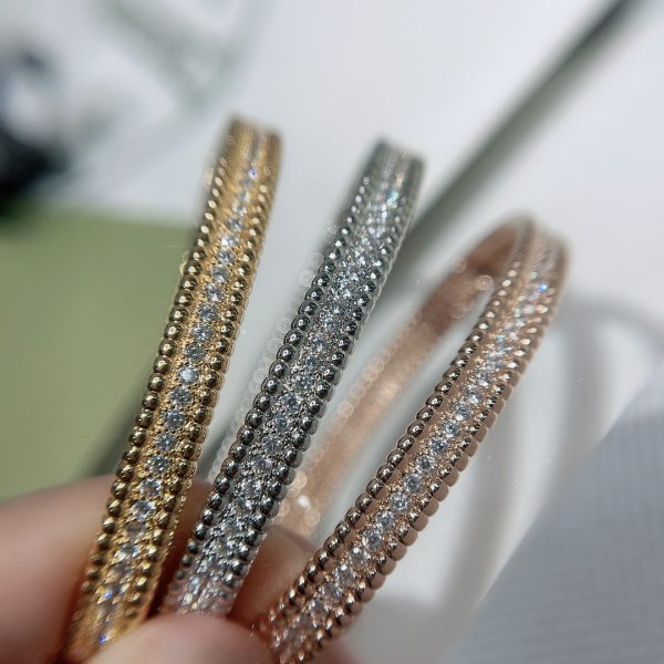18K Yellow Gold Perlée Diamonds One Row Bracelet - Image 6