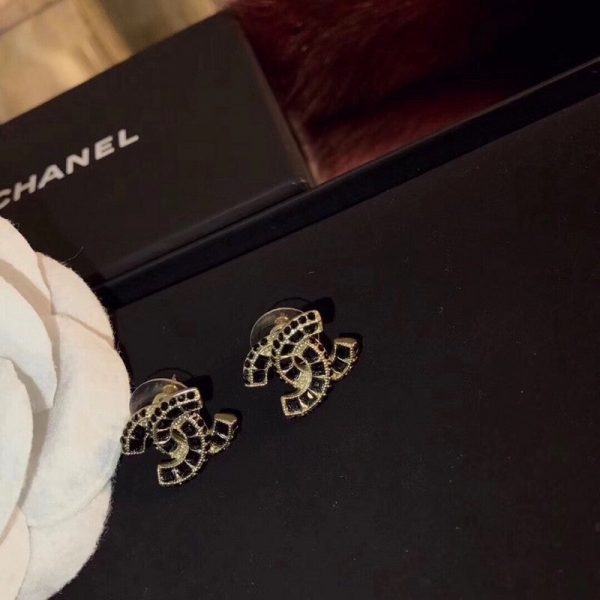 18K CC Black Crystals Earrings - Image 8