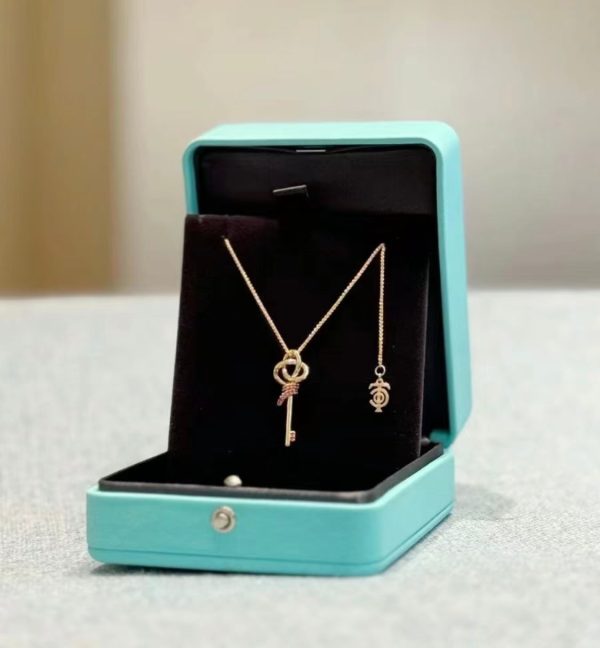 18K T Keys Woven Pink Diamonds Medium Necklace - 图片 12