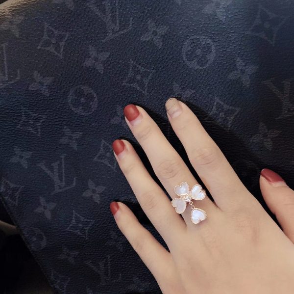 18K Sweet Alhambra Effeuillage Pearls Ring - 图片 5