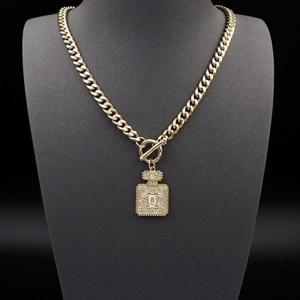 18K CC Diamond Perfume Bottle Pendant Necklace - 图片 2