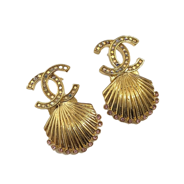 18K CC Shell Pendant Earrings