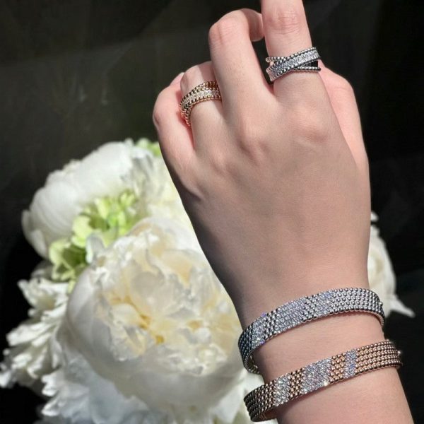 18K Perlée 5 Rows Diamond Bracelet - 图片 10