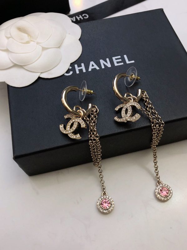 18K CC Tassel Crystals Earrings - 图片 9