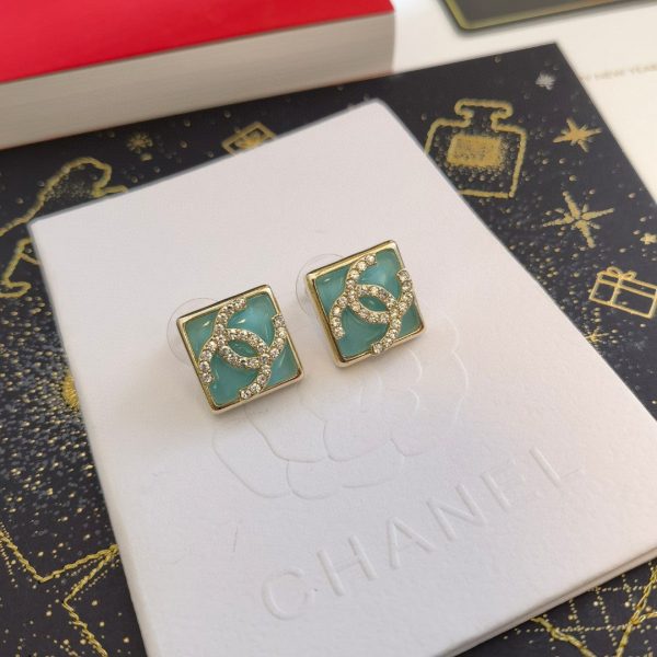18K CC Blue Resin Earrings - 图片 8
