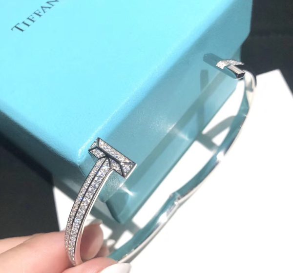 18K T1 Wide Diamond Hinged Bangle Bracelet - 图片 15
