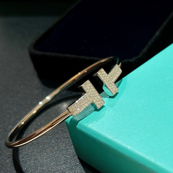 18K T Wide Diamond Wire Bracelet - 图片 9