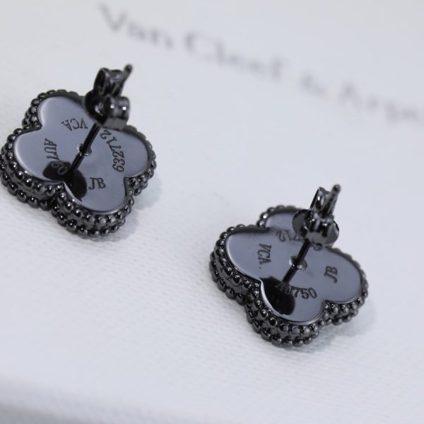 18K Vintage Alhambra Black Earrings - 图片 8