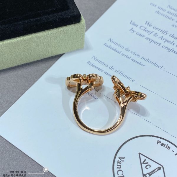 18K Two Butterfly Between the Finger Pearl Ring - 图片 10