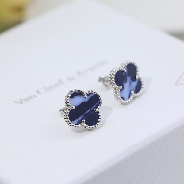 18K Vintage Alhambra Blue Earrings - 图片 8