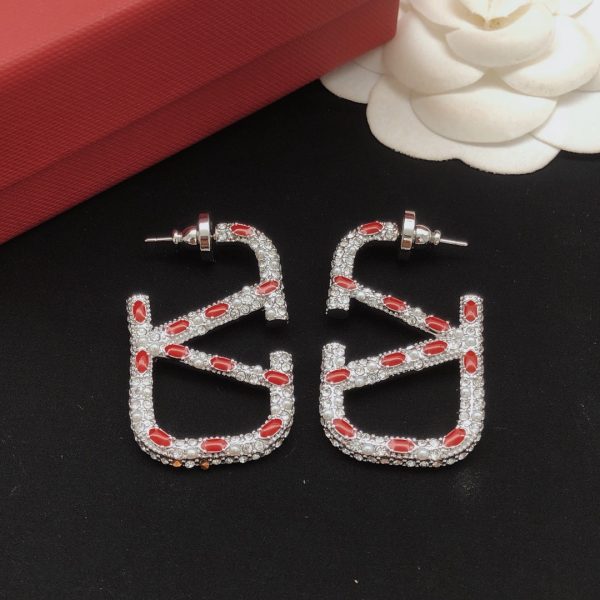 18K Vlogo Red Crystal Earrings - 图片 11