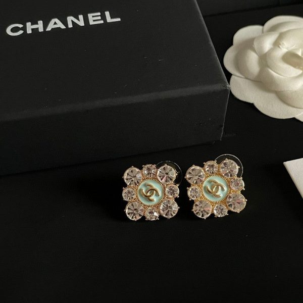 18K CC Color Flower Diamond Earrings - 图片 11