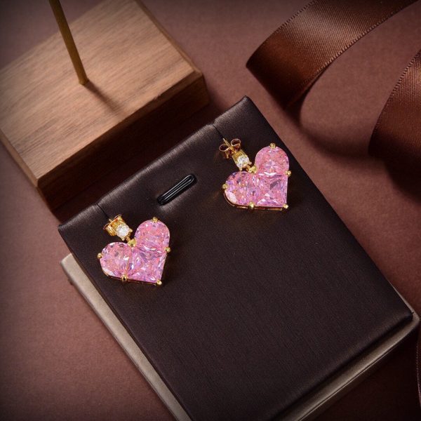 18K Triomphe Pink Crystal Heart Earrings - 图片 8